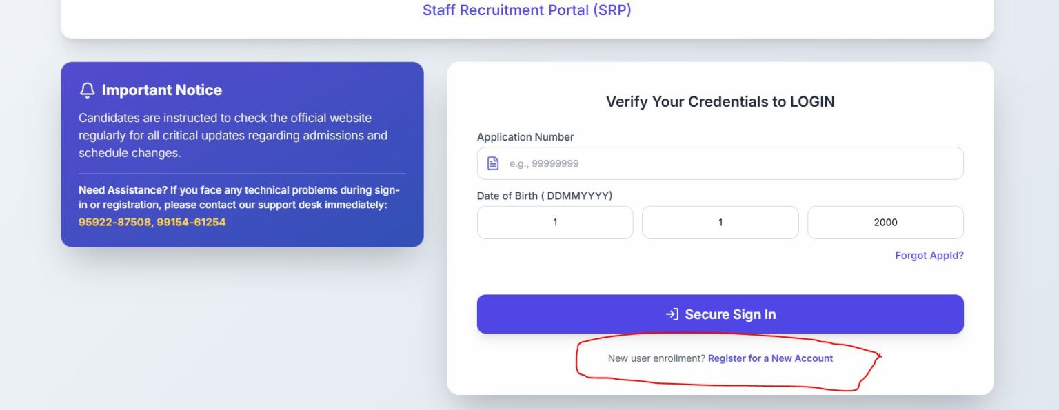 Job Portal Login Screenshot